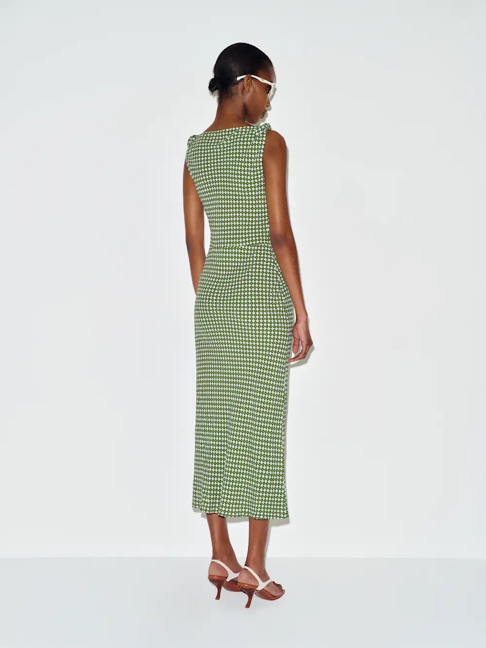 Reformation Green Houndstooth Midi Dress - Picture 5 of 5